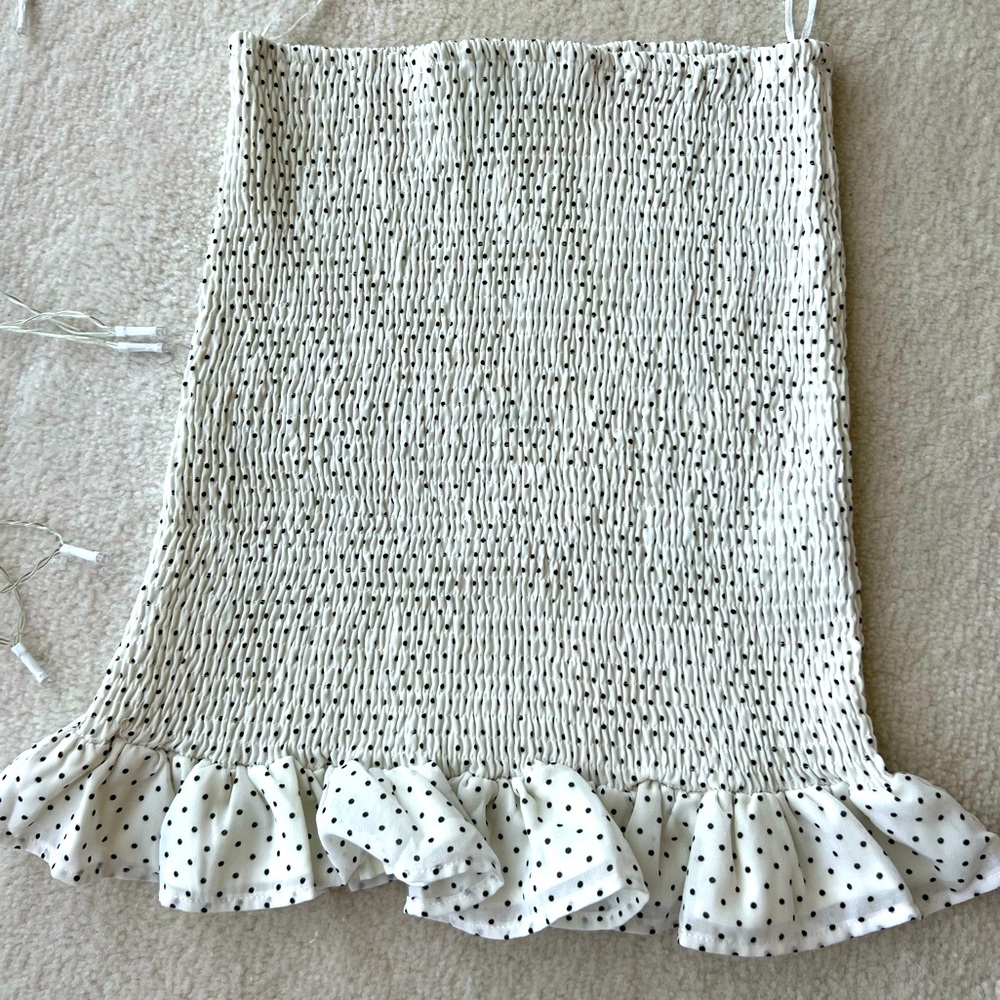 BNWOT Ruffled Polka Dots Black and White Ruched Skirt